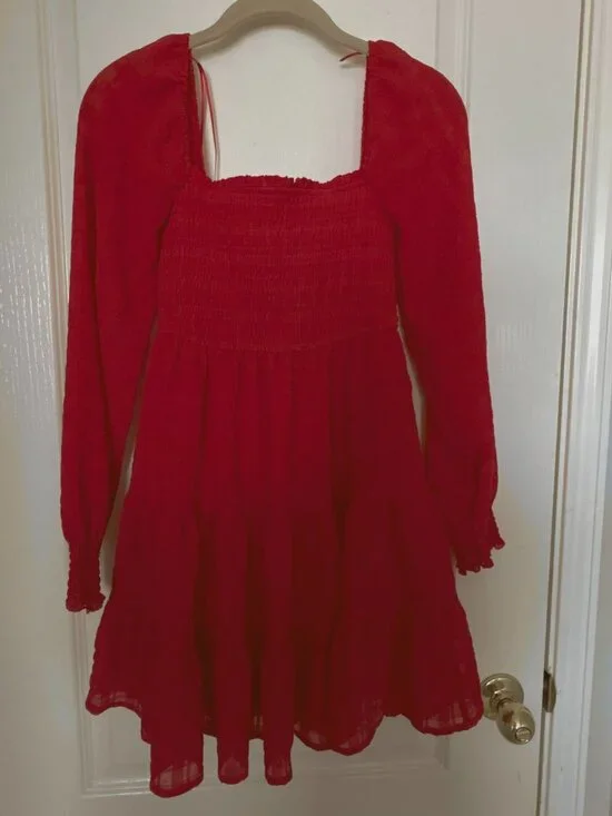 Red casual summer dress - Picture 2 of 2